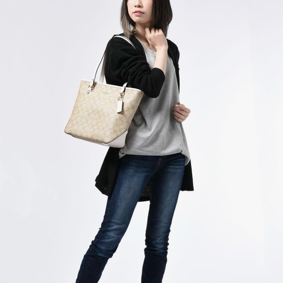 Coach Zip-Top Tote Shoulder Handbag w/ Free Wallet - Picture 14 of 14